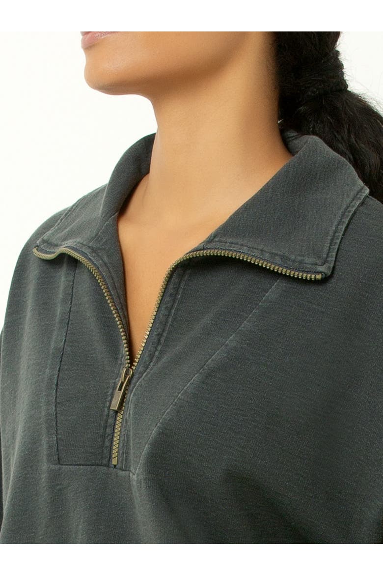 Oversized Half Zip Sweatshirt, Alternate, color, Faded Black