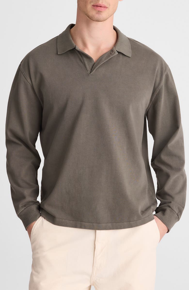 Madewell Compact Knit Sweater Polo, Main, color, Olive Slate