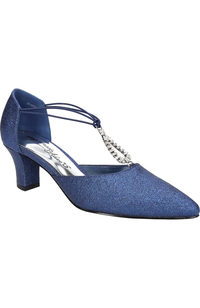 EASY STREET Moonlight Embellished T-Strap Pump - Multiple Widths Available, Main, color, Navy Glitter