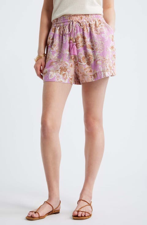 Beaded Tassel Linen Blend Shorts
