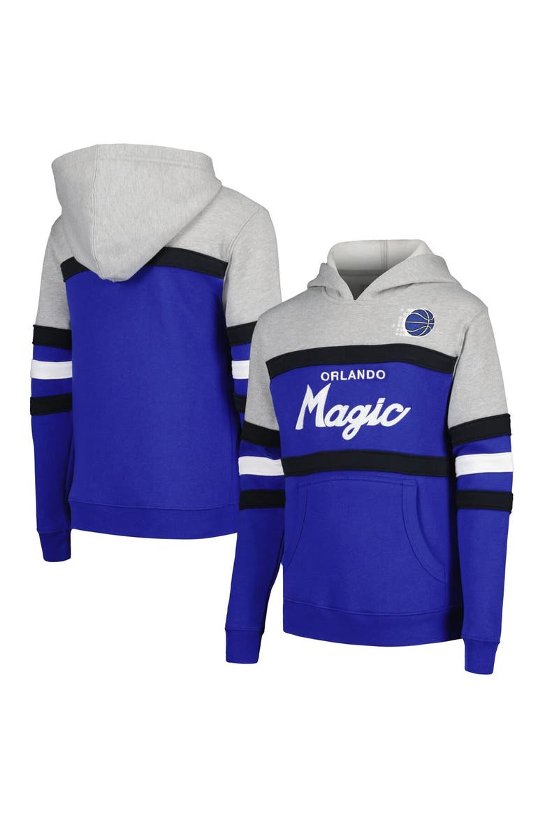 Youth Mitchell & Ness Gray/Blue Orlando Magic Hardwood Classics Head Coach Pullover Hoodie, Main, color, Gray