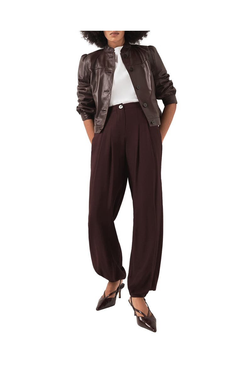 Balloon Leg Elasticated Trousers, Alternate, color, Burgundy