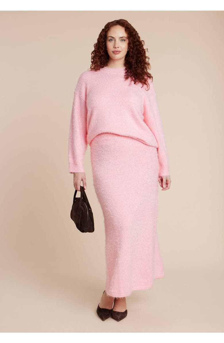 ELOQUII Fuzzy Maxi Sweater Skirt, Main, color, Romance Rose