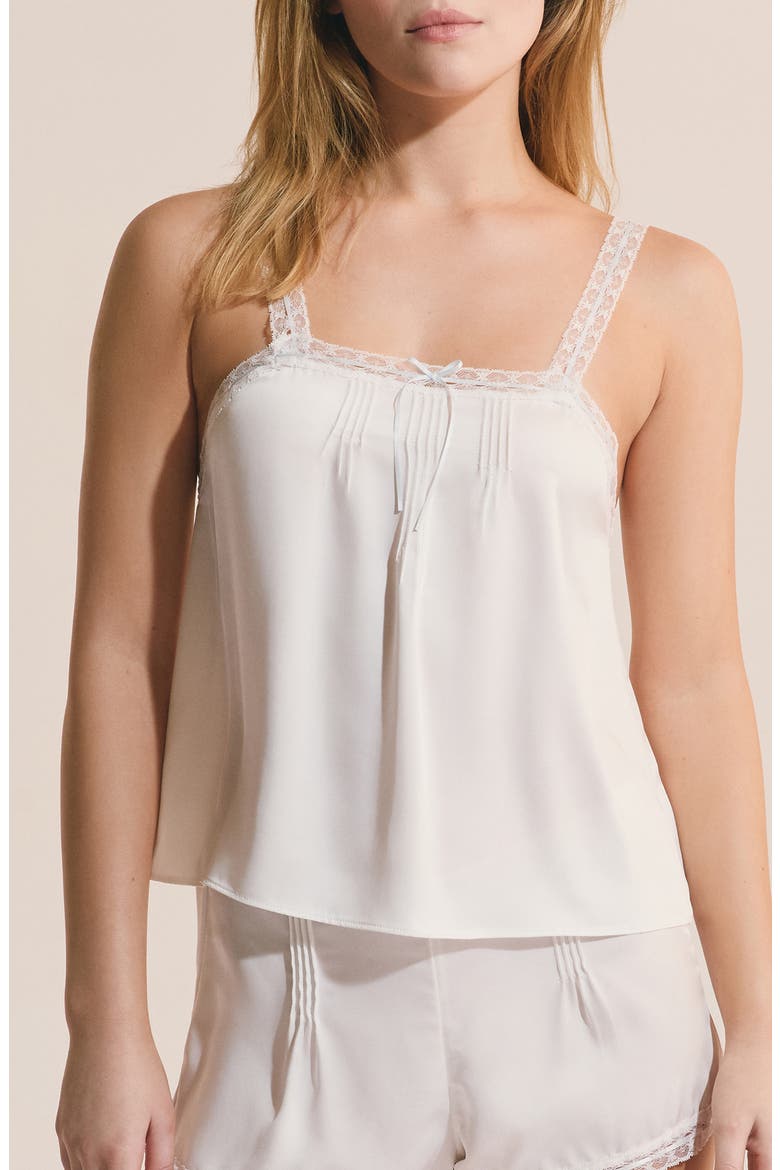 Nyah Lace Trim Pajama Top, Main, color, WHITE