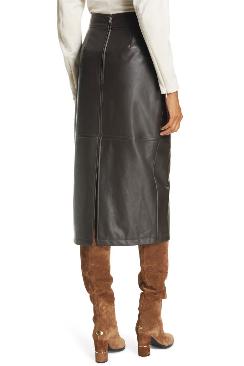 Moss Front Slit Faux Leather Skirt, Alternate, color, CAROB