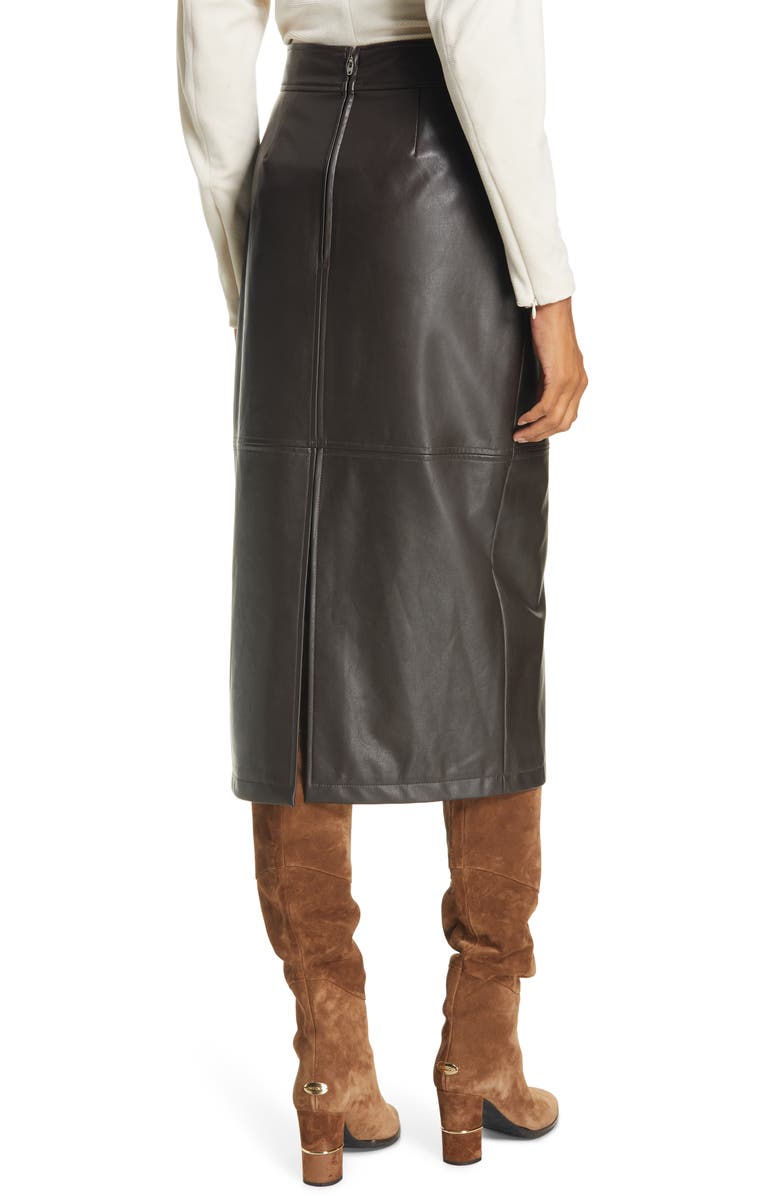 A.L.C. Moss Front Slit Faux Leather Skirt, Alternate, color,