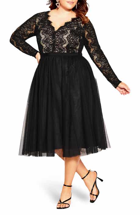 Rare Beauty Lace Bodice Long Sleeve Dress
