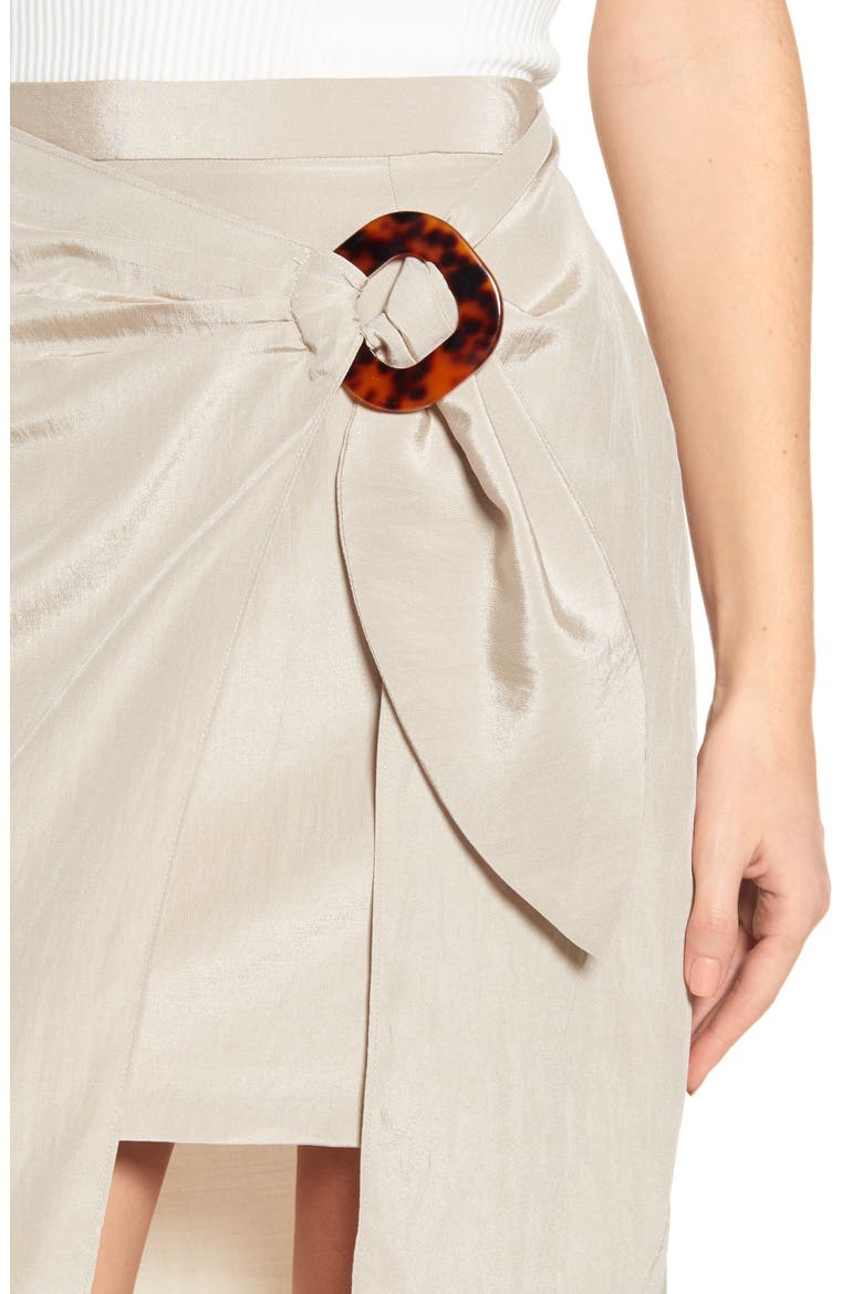 Wrap Front Side Buckle Skirt, Alternate, color, KHAKI