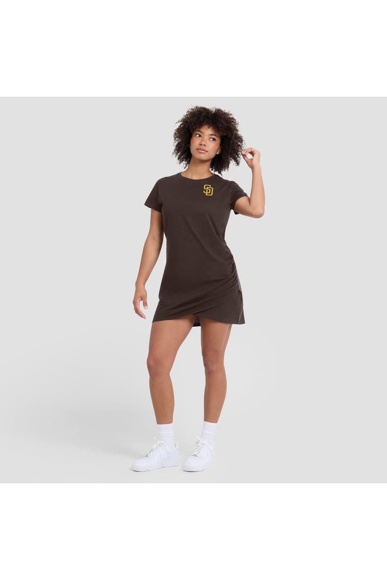 Women's Fanatics Brown San Diego Padres Ruched Drape T-Shirt Dress, Alternate, color, Brown