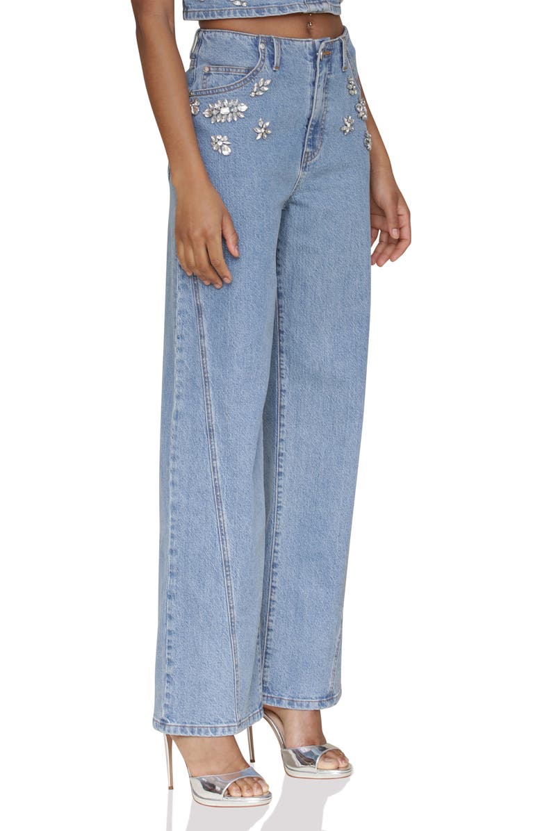 Avec Les Filles Hollywood Embellished Wide Leg Jeans, Alternate, color, Nikki Wash