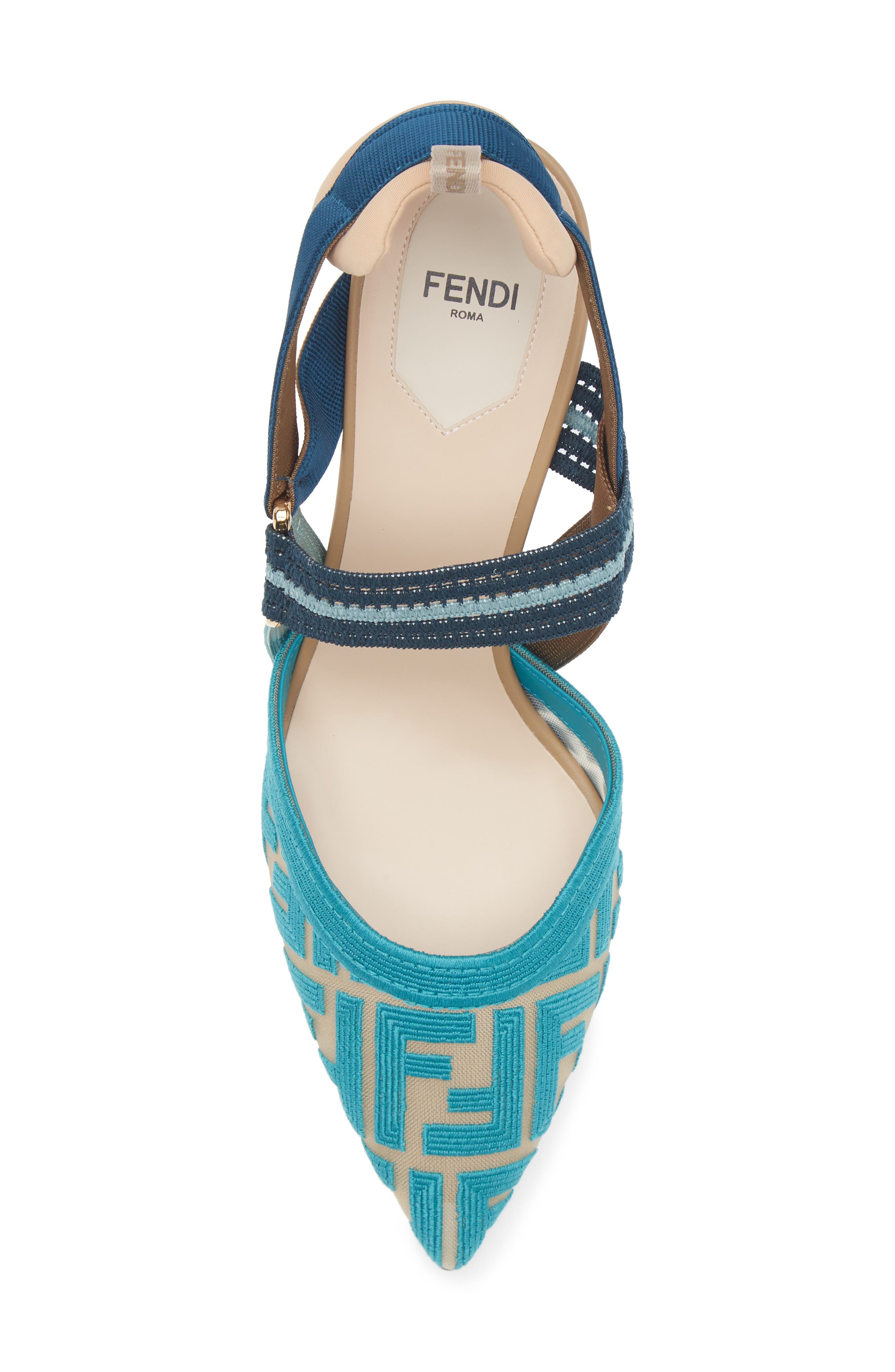 Fendi Colibri Mesh Slingback Pump, Alternate, color, Blue