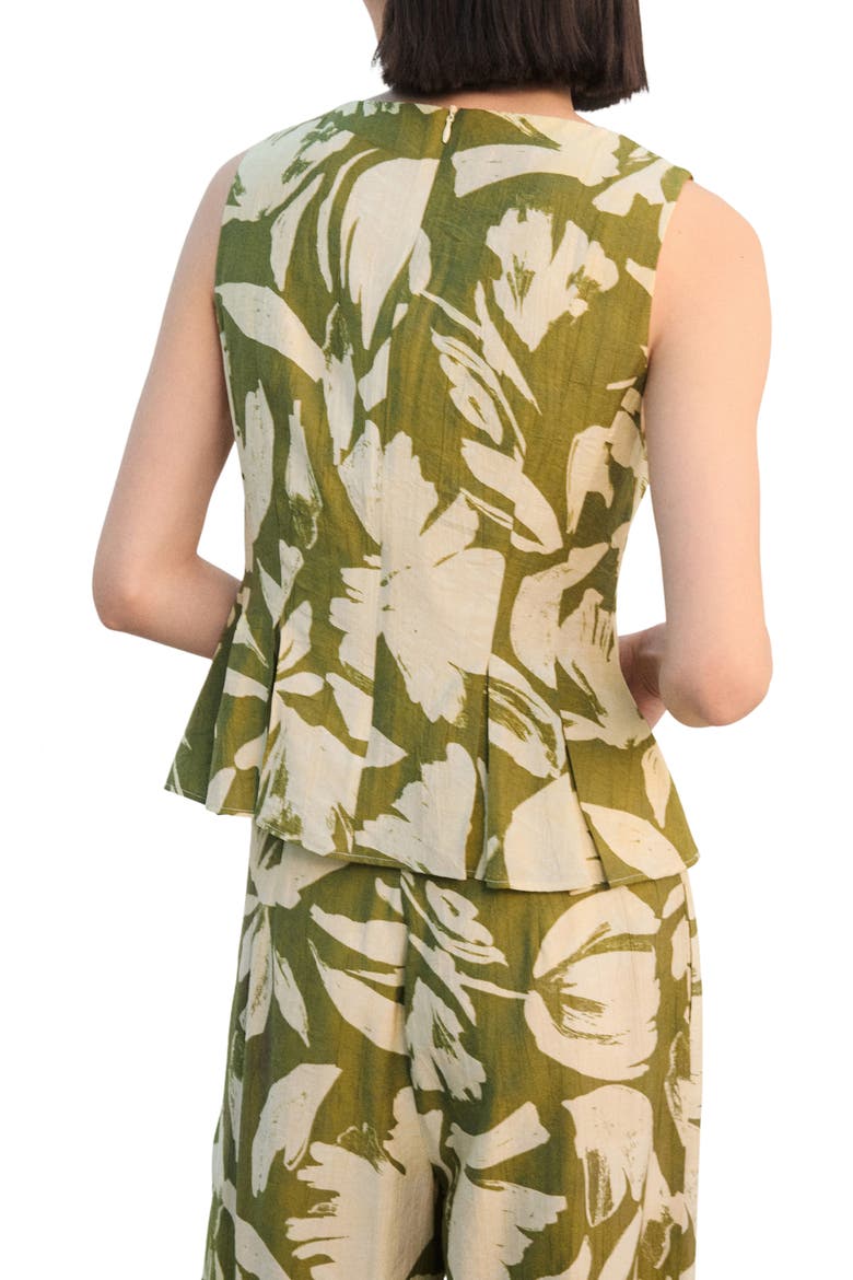Printed Peplum Top, Alternate, color, GREEN