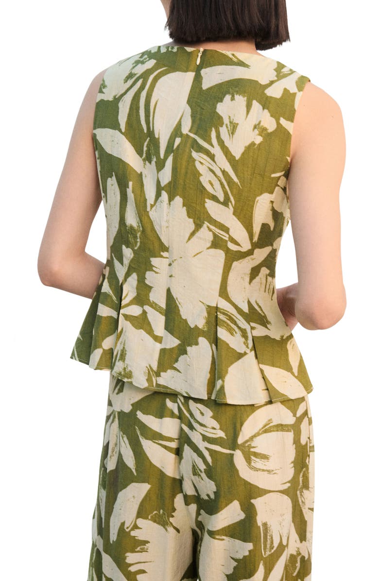 MANGO Printed Peplum Top, Alternate, color, Green