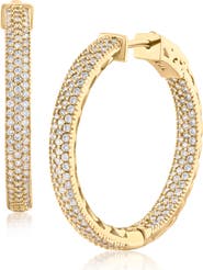 CZ by Kenneth Jay Lane Pavé Cubic Zirconia Inside Out Hoop Earrings