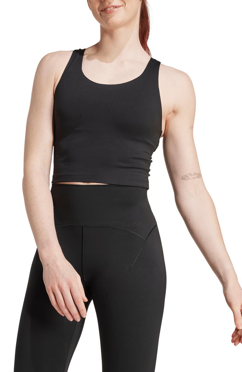 adidas All Me Medium Support Bra Tank, Main, color, Black