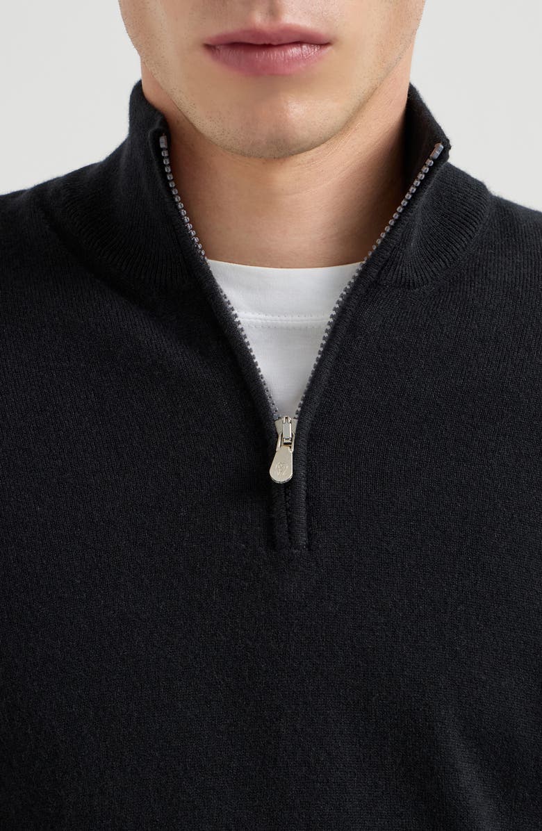 Brunello Cucinelli Cashmere sweater with half zip, Alternate, color, Black