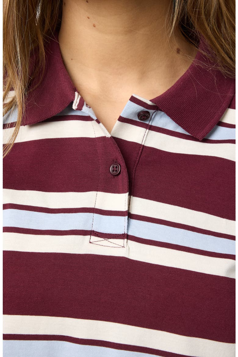 Aura Long Sleeve Polo Shirt, Alternate, color, WINDSOR WINE STRIPES