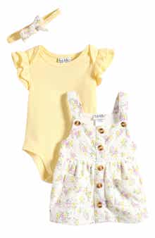 Nicole Miller Floral Jumper, Bodysuit & Headband Set