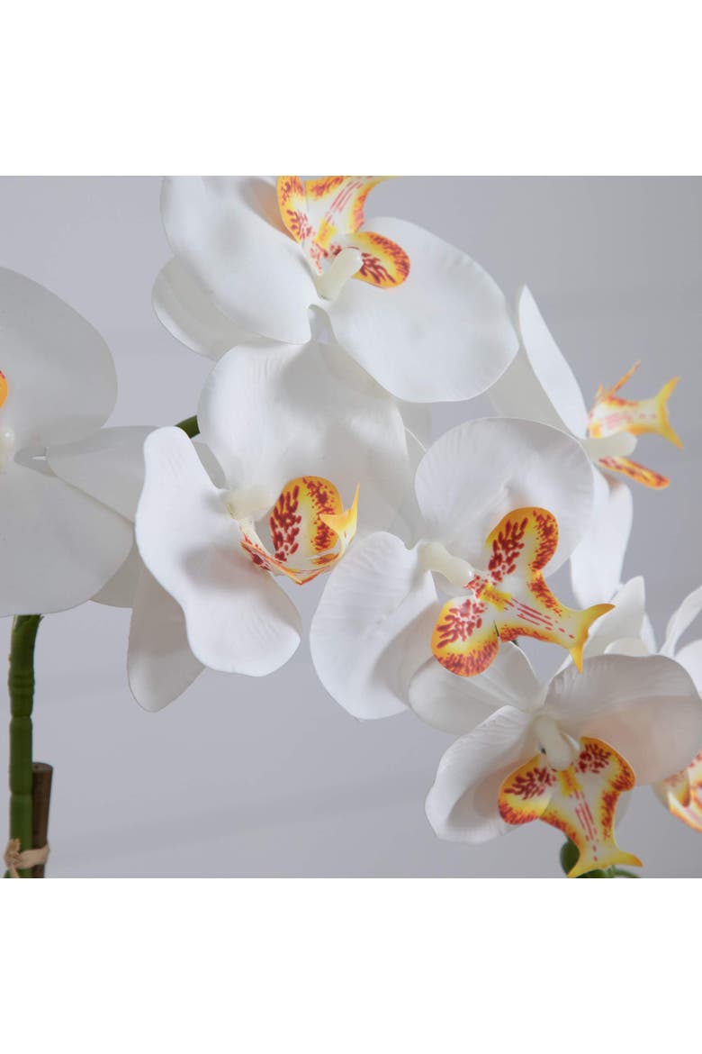 26-in Artificial Orchid Arrangement in Handmade Mexican Talavera Ceramic Planter, Alternate, color, Green