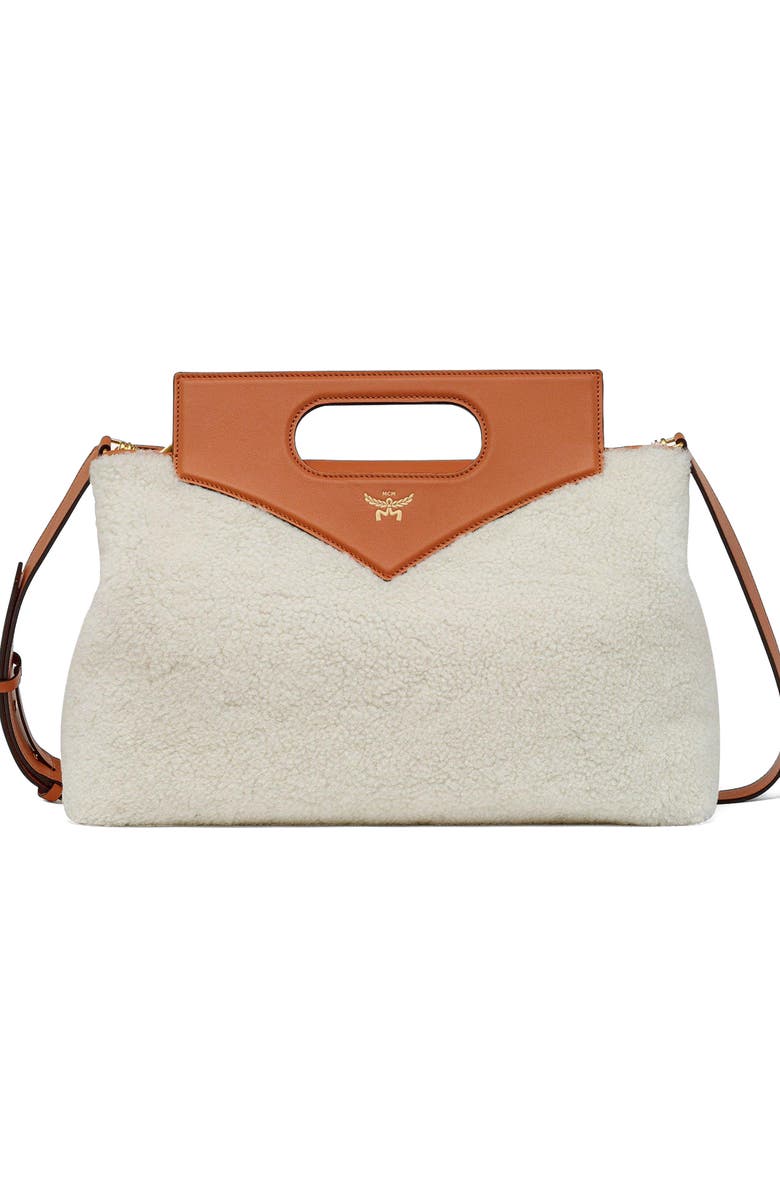 MCM Soft Diamond Shoulder Bag in Shearling and Leather, Main, color,