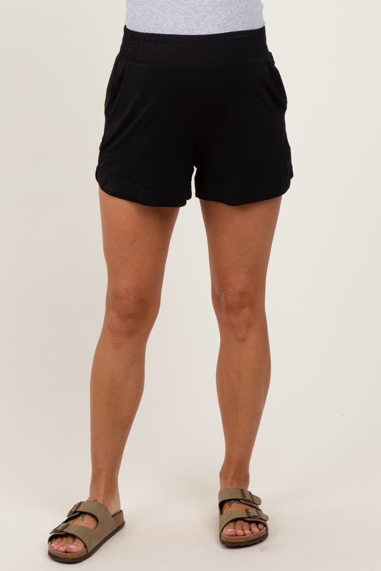 Basic Rounded Hem Shorts, Alternate, color, Black