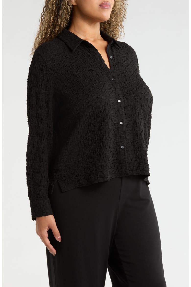 Classic Collar Stretch Organic Cotton Blend Button-Up Shirt, Alternate, color, BLACK