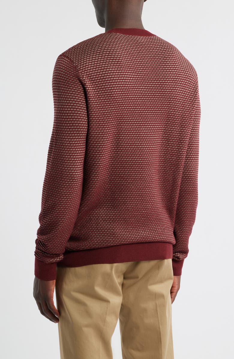 Emporio Armani Geo Jacquard Virgin Wool Blend Crewneck Sweater, Alternate, color, Brick Red