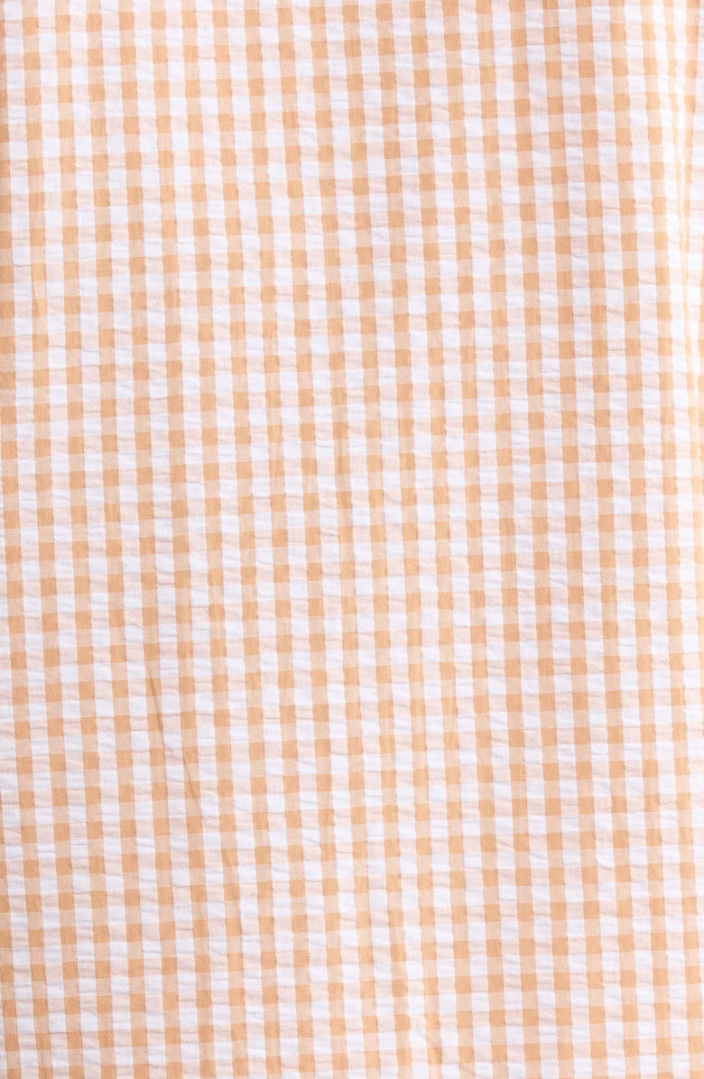 French Connection Gingham Seersucker Pajamas, Alternate, color, Tan Combo