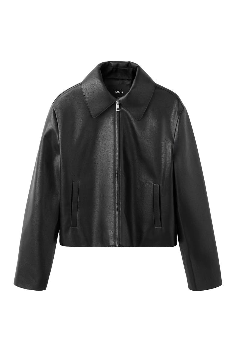 Sabina Faux Leather Jacket, Alternate, color, BLACK