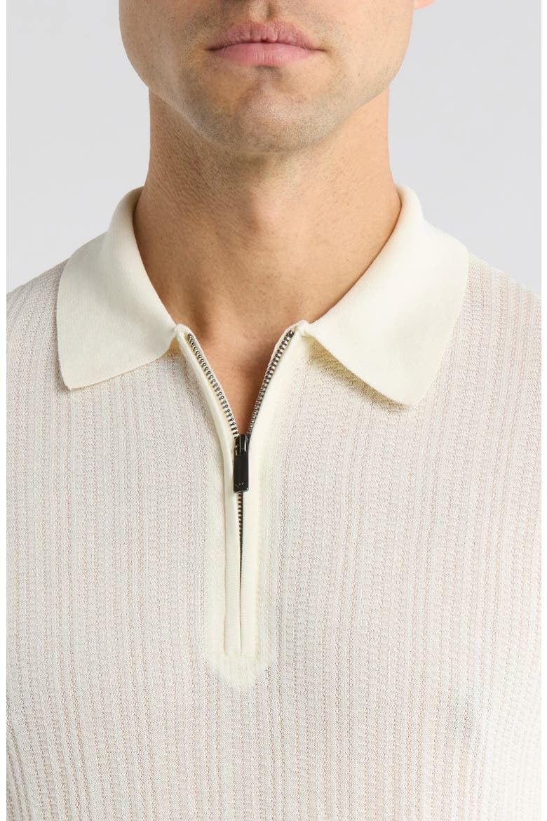 Textured Quarter Zip Polo, Alternate, color, OFF WHITE