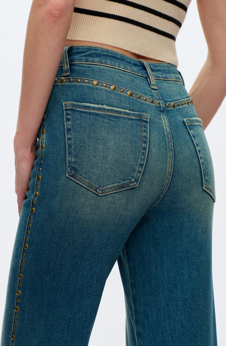 Bayeas Seamed Rivet High Waist Wide Leg Jeans, Alternate, color, Vintage Medium Blue