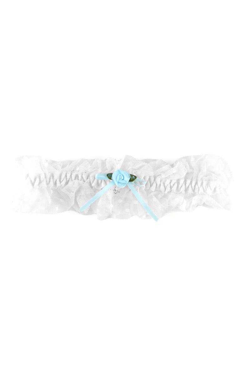 Hanky Panky Dotted Tulle Garter, Main, color, White-Baby Blue