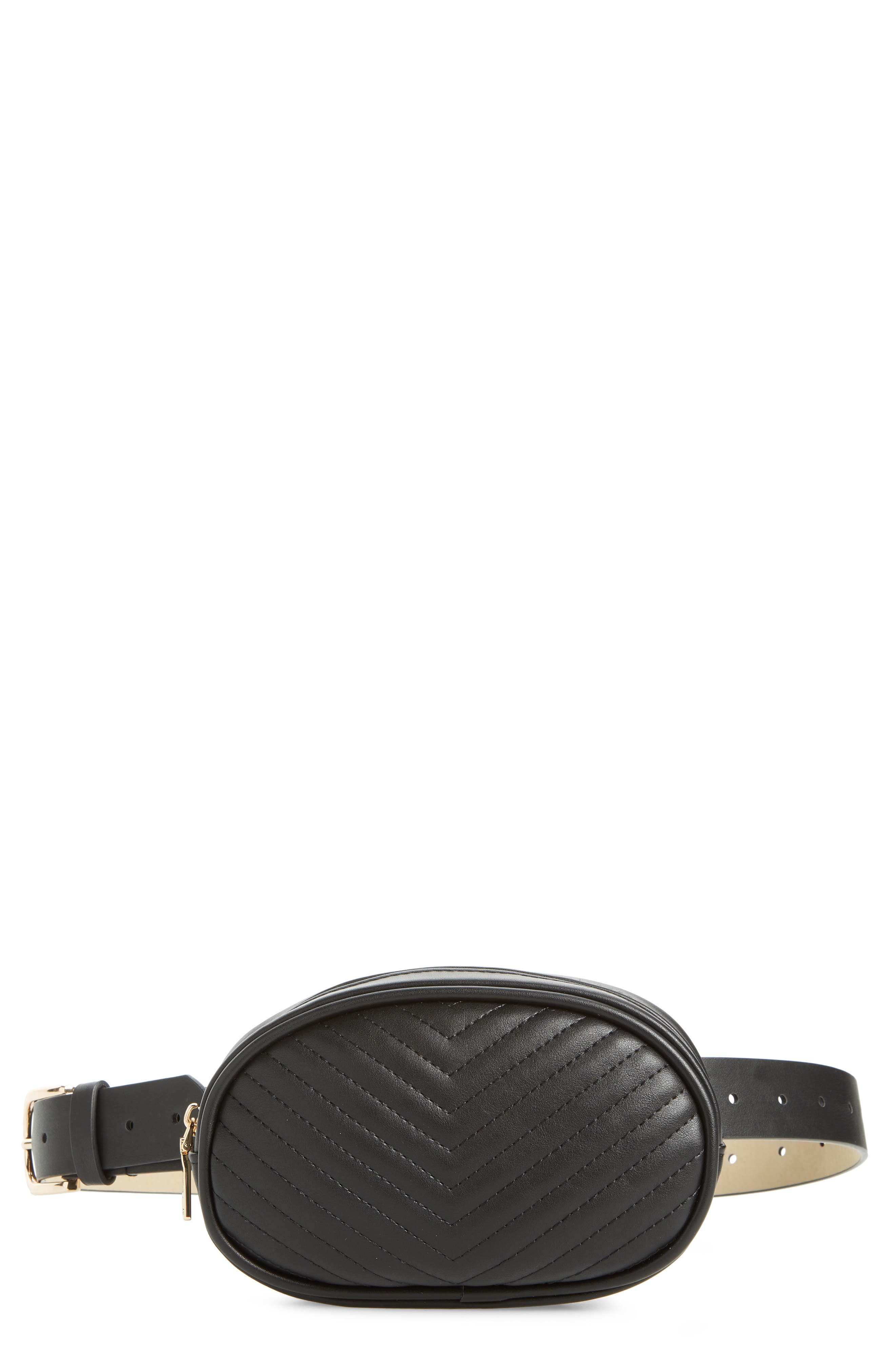 Quilted Belt Bag, Main, color, BLACK