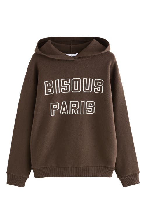 Next Knit Hoodie In Brown
