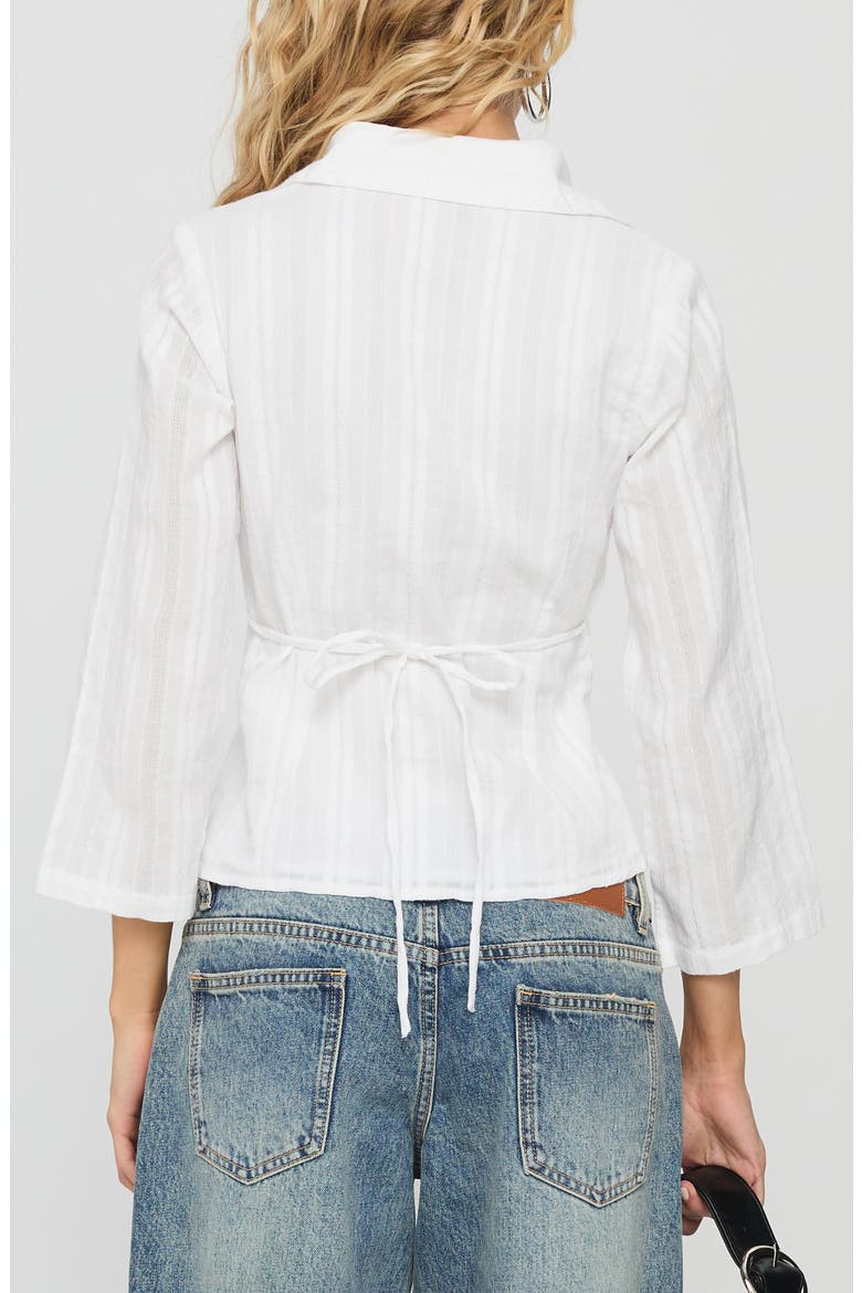 Taelynn Textured Crop Organic Cotton Button-Up Shirt, Alternate, color, WHITE