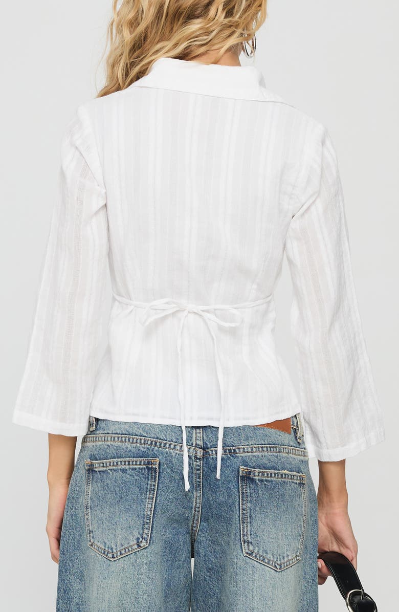 Princess Polly Taelynn Textured Crop Organic Cotton Button-Up Shirt, Alternate, color,