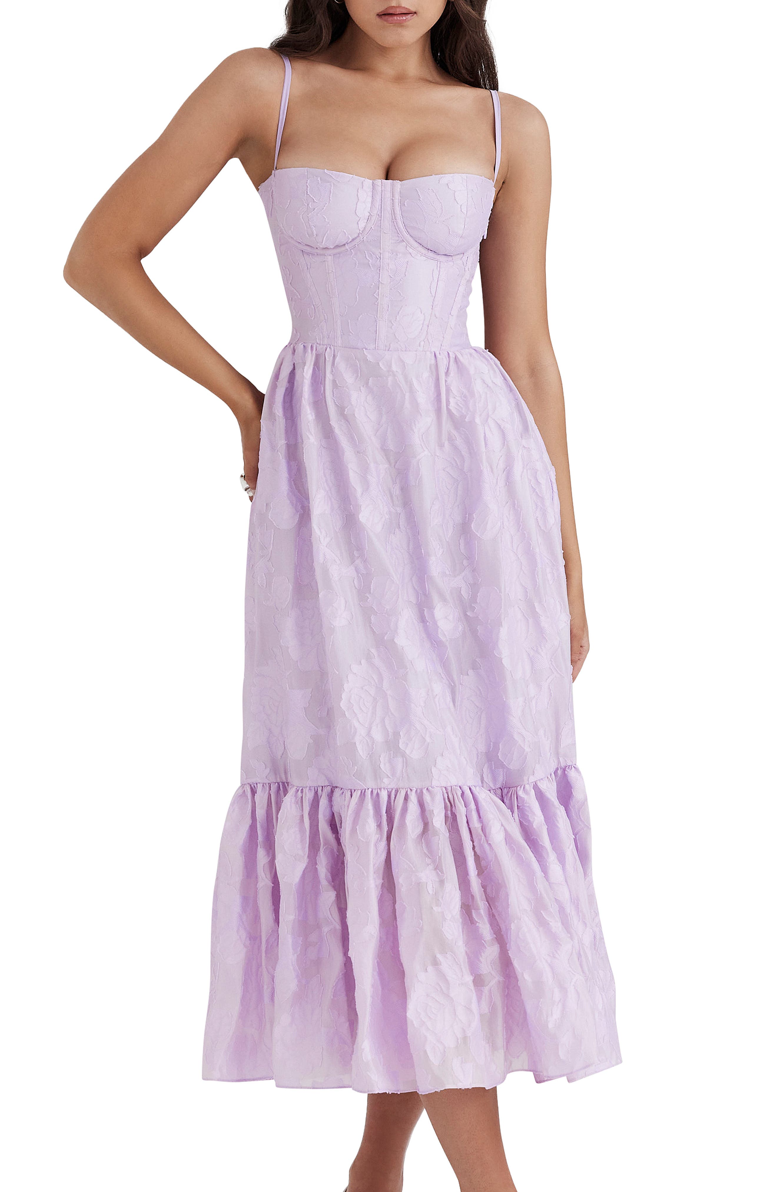 HOUSE OF CB Women's Mira Organza Corset Midi Dress - Purple