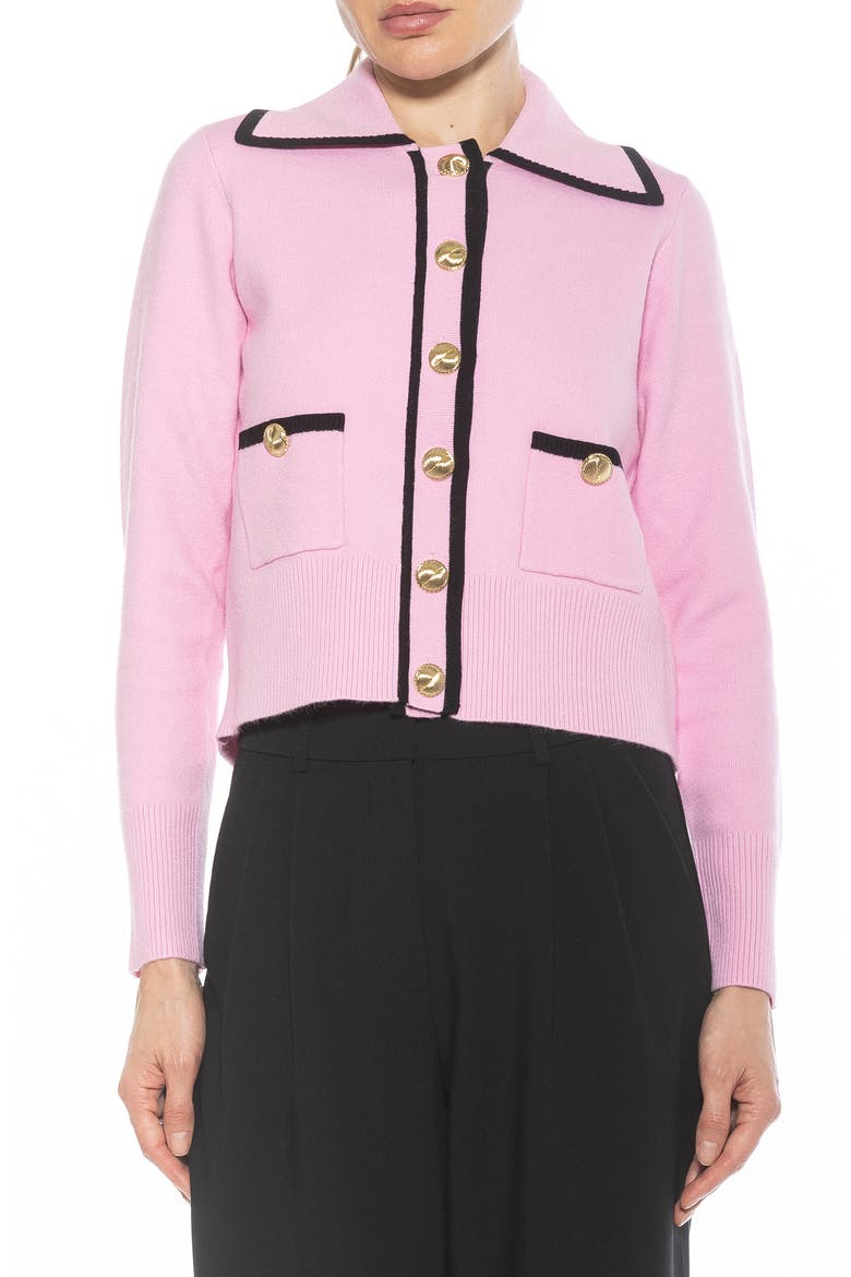 Mari Tipped Sweater Jacket, Main, color, PINK
