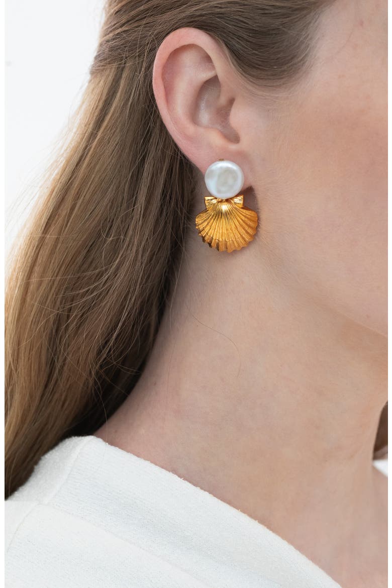Laguna Shell Drop Earrings, Alternate, color, GOLD