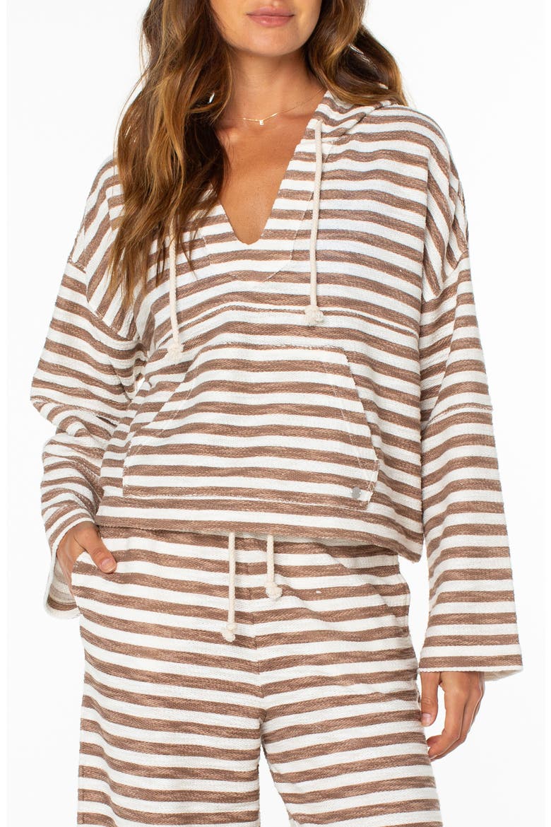 Rich Coast Stripe Hooded Sweatshirt, Main, color, BROWNIE
