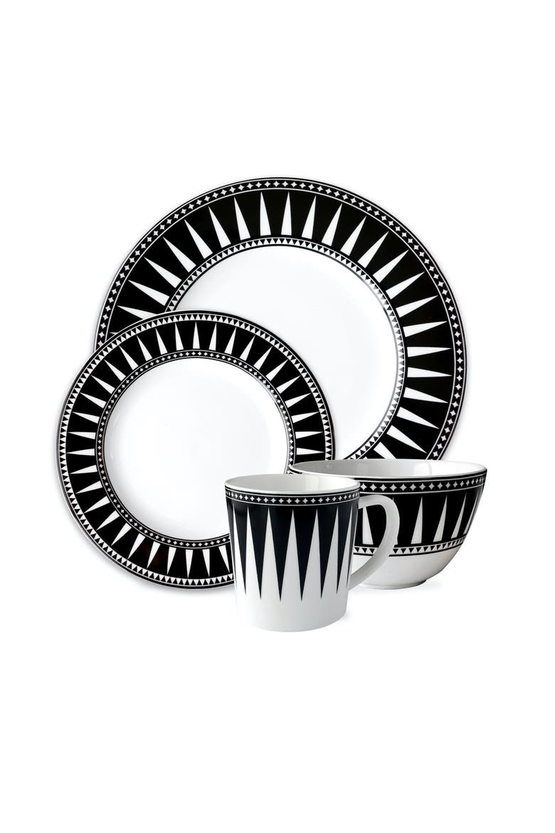Marrakech Rimmed Salad Plate - Porcelain - Set 4, Alternate, color, BLACK