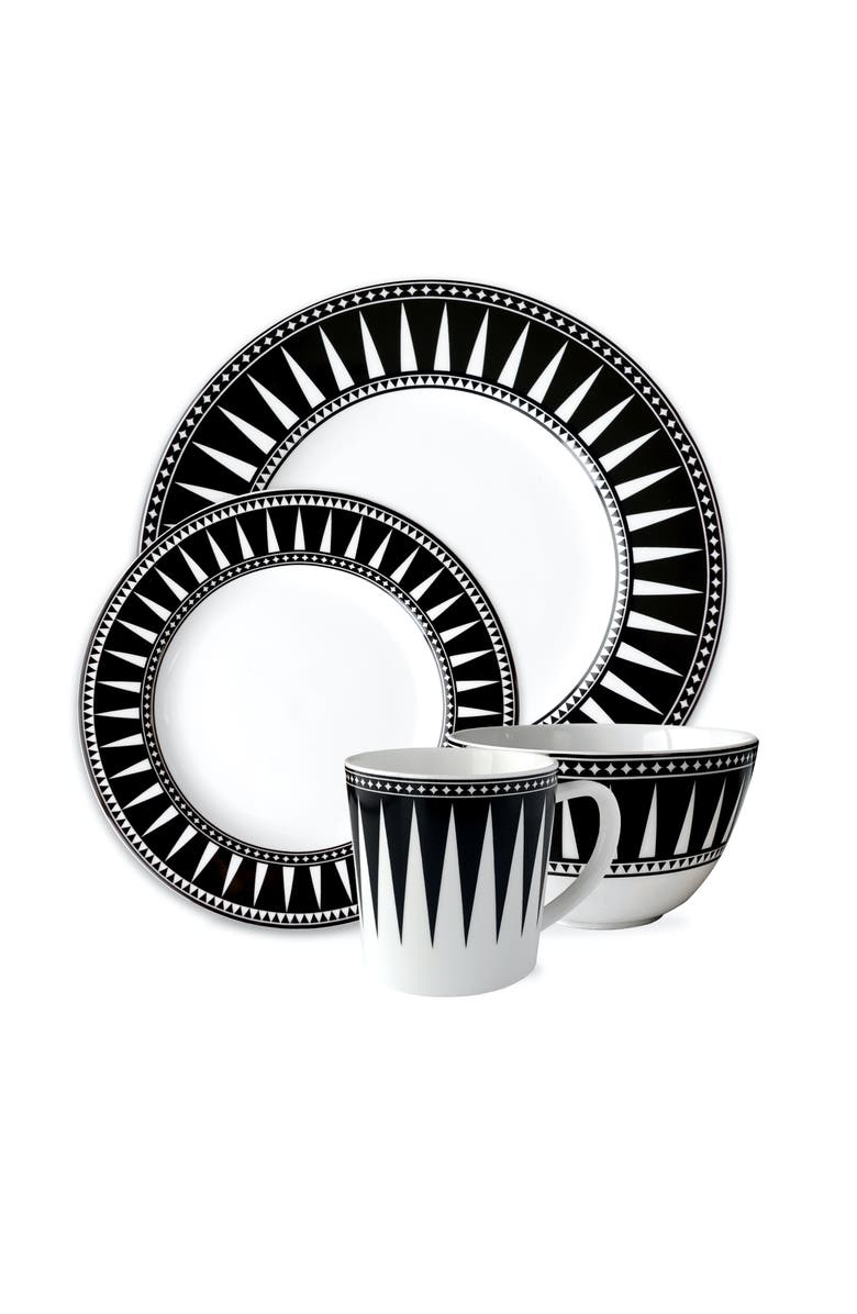Caskata Marrakech Rimmed Salad Plate - Porcelain - Set 4, Alternate, color, Black