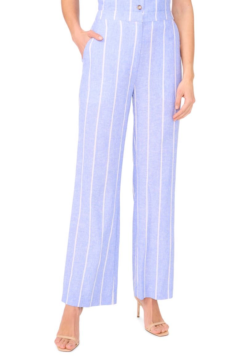 Stripe Linen Blend Straight Leg Pants, Main, color, ULTRAMARINE