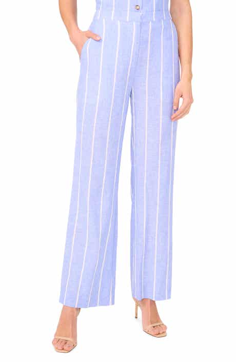 Halogen® Stripe Linen Blend Straight Leg Pants