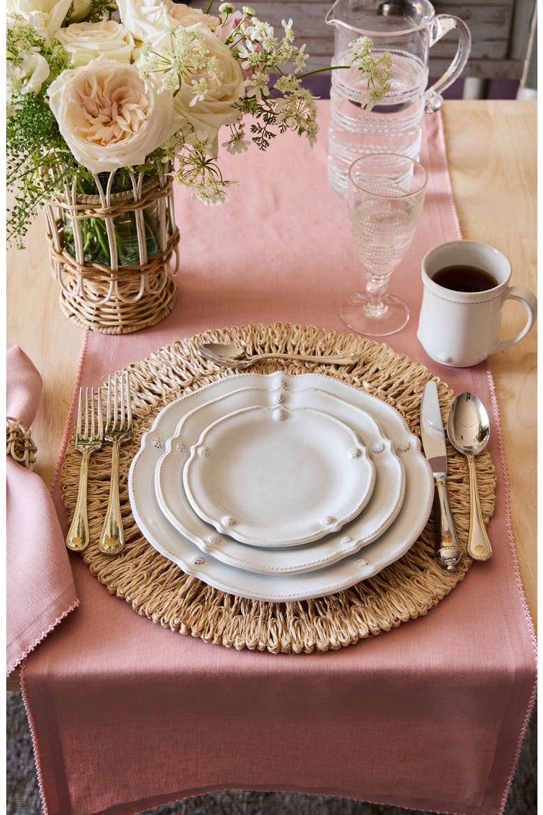 Berry Scallop Linen Table Runner, Alternate, color, PINK