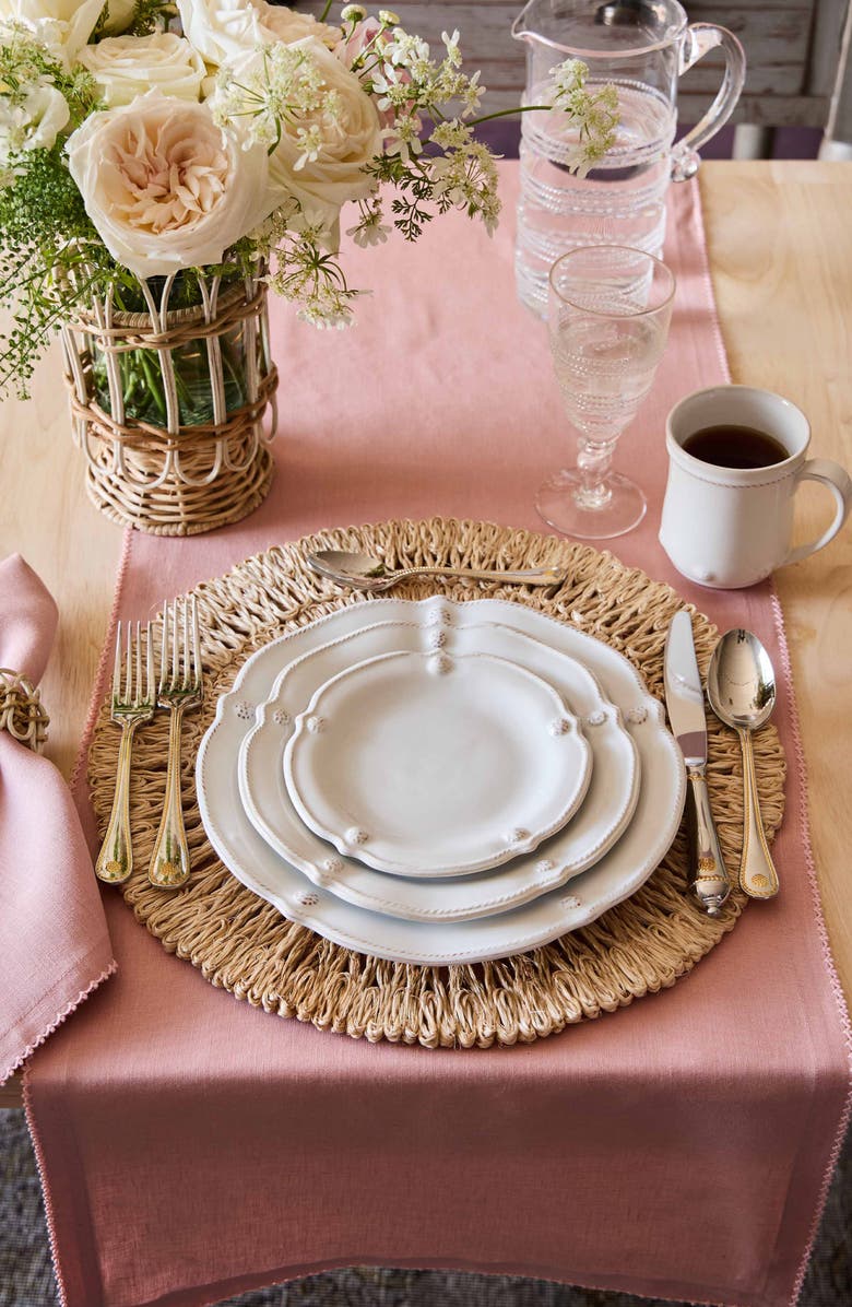 Juliska Berry Scallop Linen Table Runner, Alternate, color, Pink