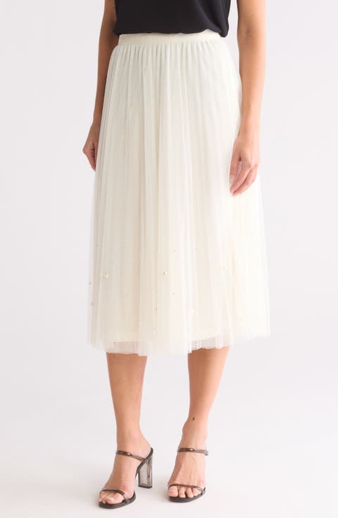 Imitation Pearl Tulle Skirt
