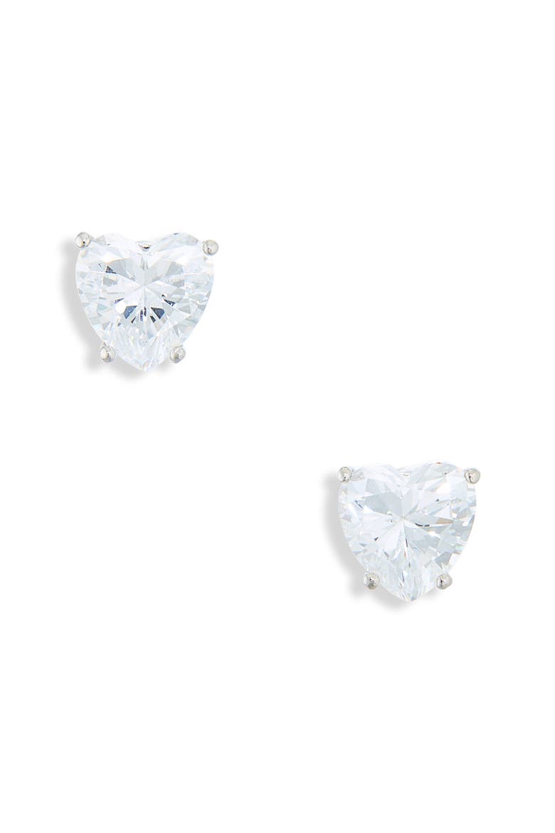Modernlove Small Heart Stud Earrings, Main, color, RHODIUM