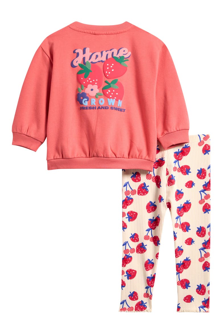 Berry Sweatshirt & Leggings Set, Alternate, color, RED