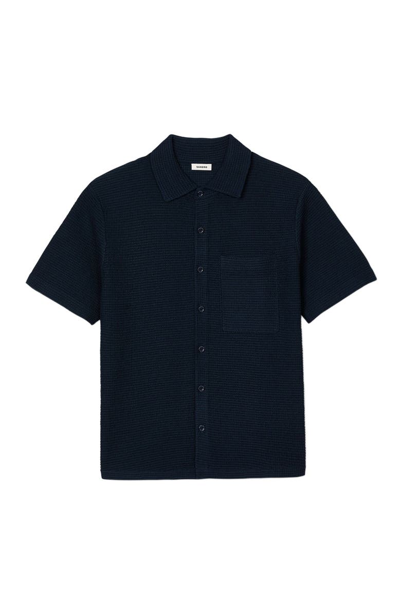 SANDRO Waffled shirt, Alternate, color, Midnight Blue